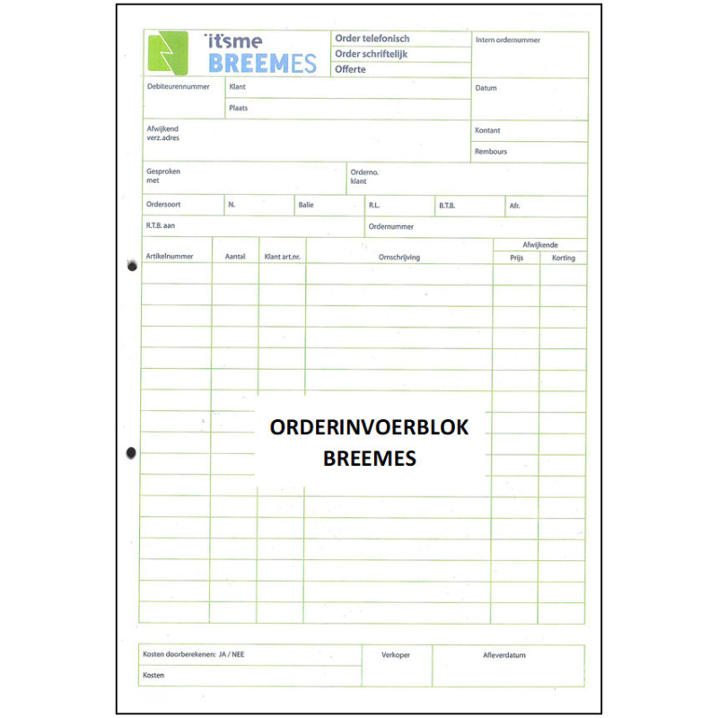 Breemes orderinvoerblok (990018)